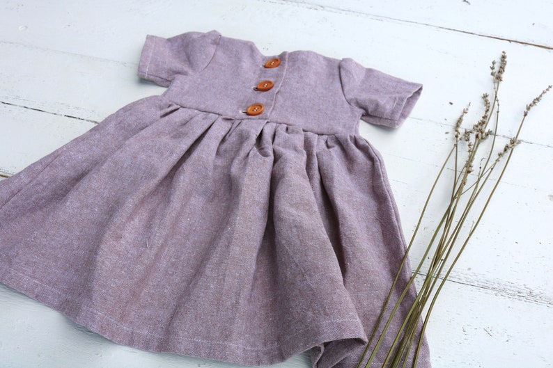 Dusty Lavendar Purple Linen Baby Dress Infant Sleeved Dress Etsy