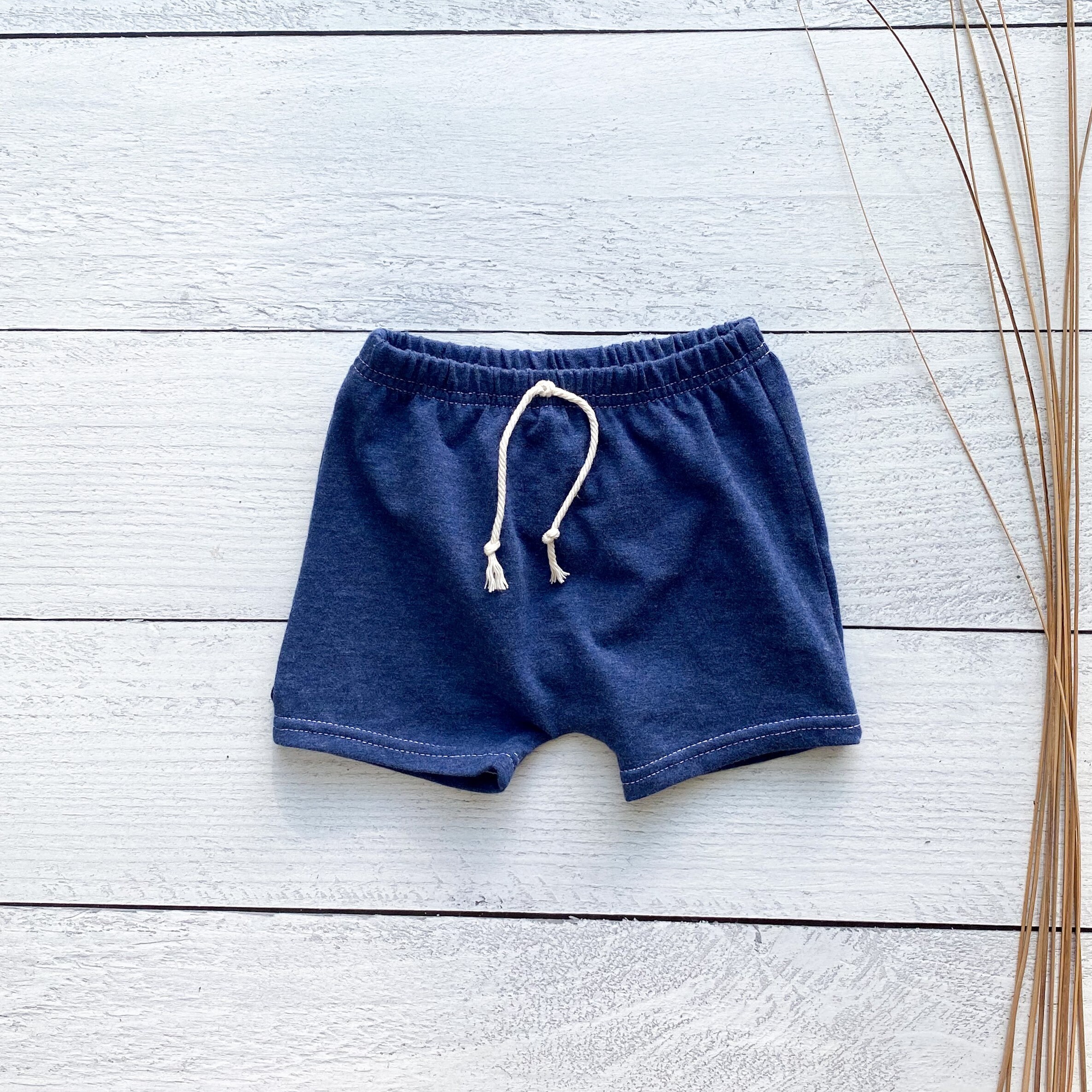 Navy Blue Shorts Heathered Toddler Infant Shorties Dark Etsy