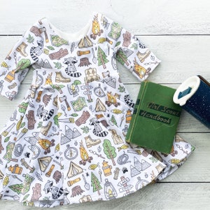 Baby Girl camping Dress | Infant Tank Top Dress | Outdoor Adventure Baby | Fall Scout Dress | Girl Birthday Dress | Summer Outfit