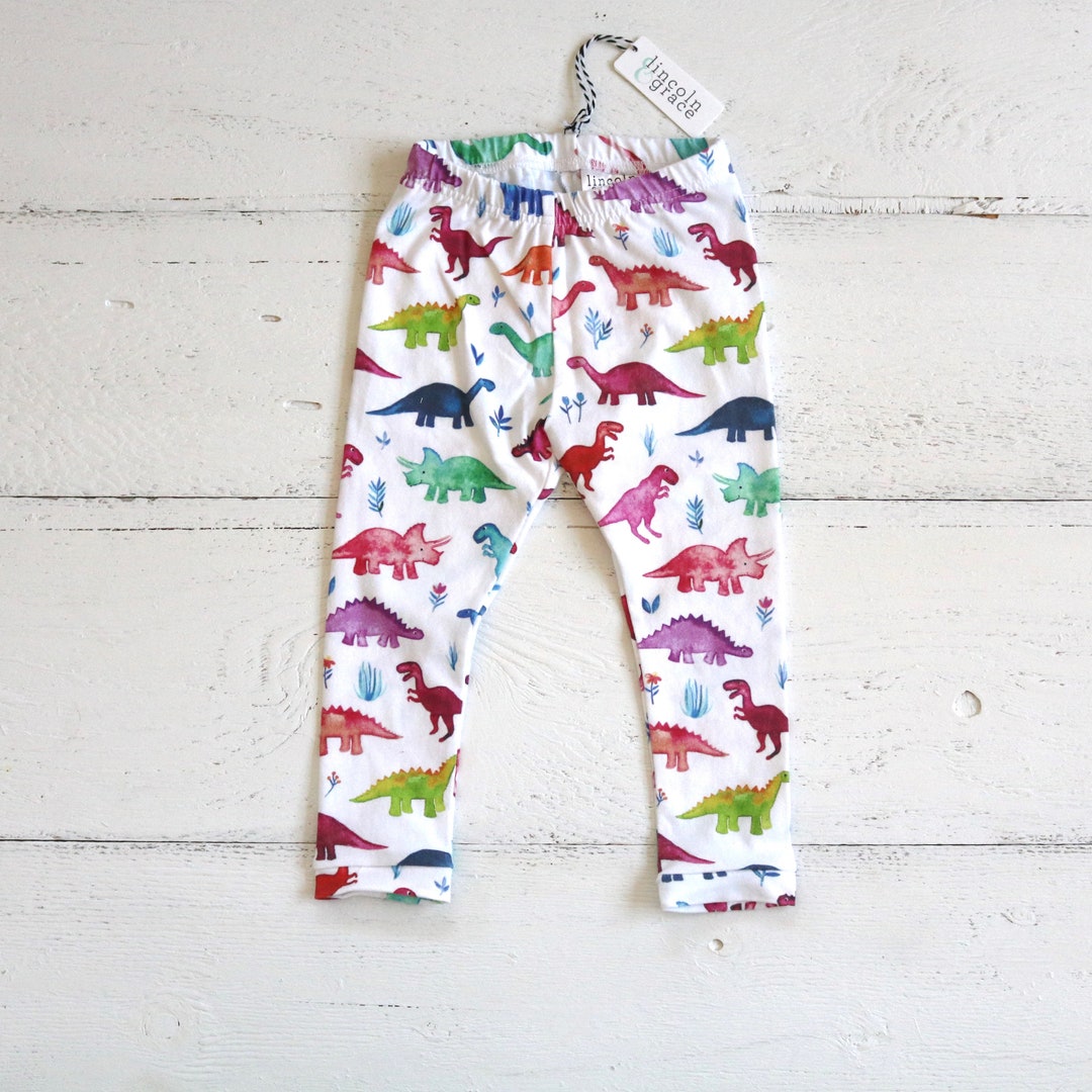 Baby Girl Dinosaur Leggings Pink Dino Pants Toddler Rainbow Leggings