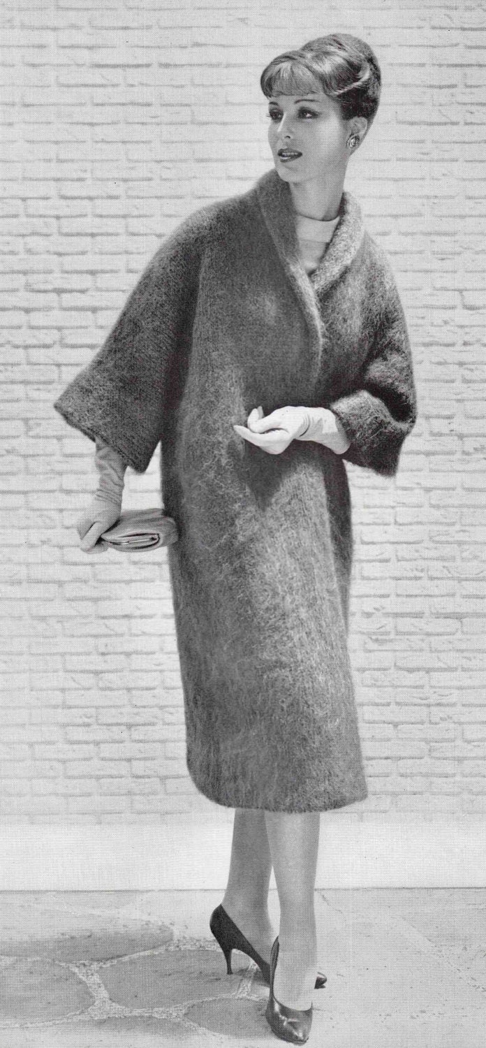 Woman's Long Wrap Mohair Coat Knitting Pattern Size 1216 Etsy