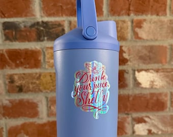 Drink Your Juice Shelby Blush and Bashful Pink Holographic Waterproof Waterbottle Cup Magnolia Sticker