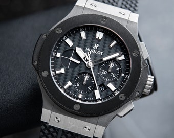 Hublot Big Bang 44 mm cronografo automatico in acciaio ceramica quadrante nero carbonio