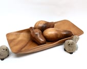 CARVED FRUIT CENTERPIECE is a Long 15 quot x 6 quot x 1 3 4 quot Hand Carved Monkey Pod Wood Tray with 3 Tropical Fruits by Rosas 39 Philippine Handicrafts