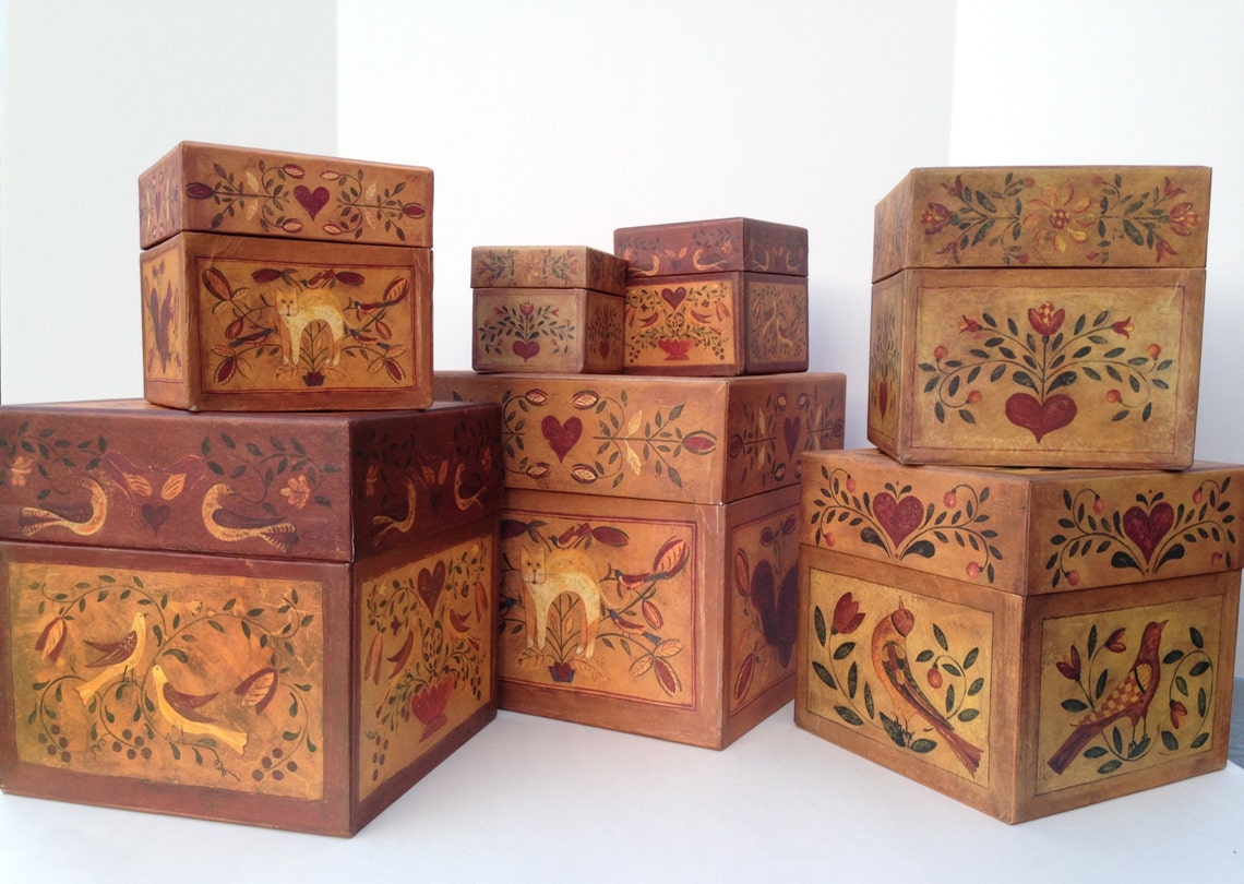 Decorative Stacking Boxes is a Vintage Set of 7 Decorative Etsy
