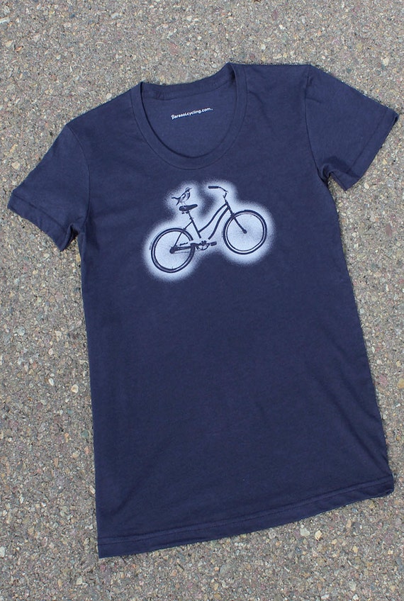 Items similar to Biker Chick ladies scoop-neck T-Shirt - navy on Etsy