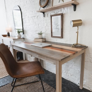 Solid Wood Desk | "The Quillton" | Modern Farmhouse Style | Laptop Table | Computer Desk | Sustainably Sourced North American Hardwood