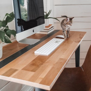 Solid Maple Desk | &quot;The Tristan&quot; | Solid Wood Table with Tapered Metal Legs | Sustainably Sourced North American Hardwood
