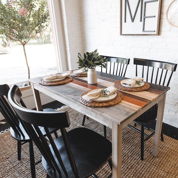 Solid Wood Dining Table | "The Quillton" | Farmhouse Kitchen Table | Small Kitchen Table Set | Sustainably Sourced North American Hardwood