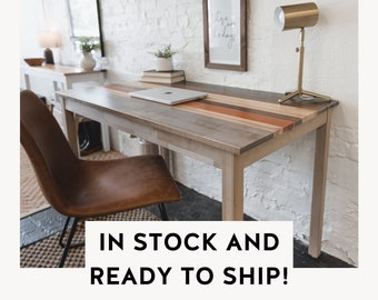 Solid Wood Desk | "The Quillton" | Ready to Ship! | Modern Farmhouse Style | Laptop Table | Sustainably Sourced North American Hardwood