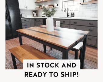 Solid Wood Dining Table | "The Hannah" | Ready to Ship! | Farmhouse Kitchen Table | Sustainably Sourced North American Hardwood