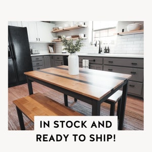 Solid Wood Dining Table | "The Hannah" | Ready to Ship! | Farmhouse Kitchen Table | Sustainably Sourced North American Hardwood