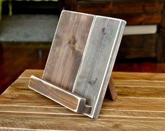 Wood Tablet or Cookbook Stand for the Kitchen or Office - Lightly Distressed Wood - 3 SIZES AVAILABLE - iPad Stand