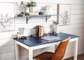 Maple Hardwood Desk: "The Wren" Colorful Writing Table, Minimalist Design