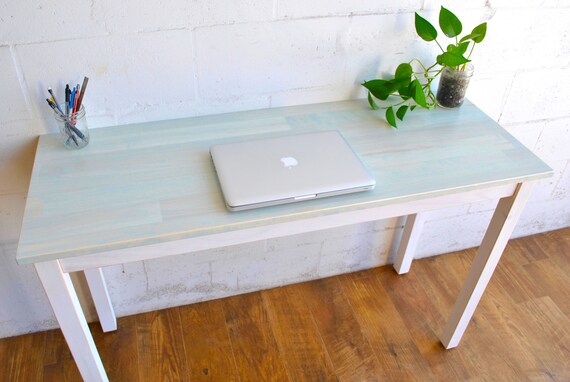 Blue Solid Wood Desk Laptop Desk Wood Desk Teen Desk Etsy