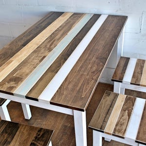 Handmade Maple Farmhouse Dining Table Set: "The Willow" Multi-Color Kitchen Table image 7