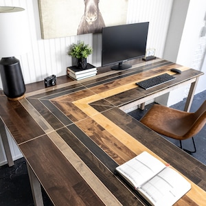 Handmade Solid Wood L-Shaped Desk: "The Westley" Maple Hardwood Corner Desk