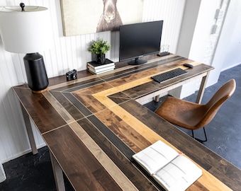Handmade Solid Wood L-Shaped Desk: "The Westley" Maple Hardwood Corner Desk