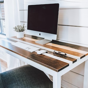 Handmade Maple Farmhouse Desk: "The Willow" Colorful Solid Wood Laptop Table