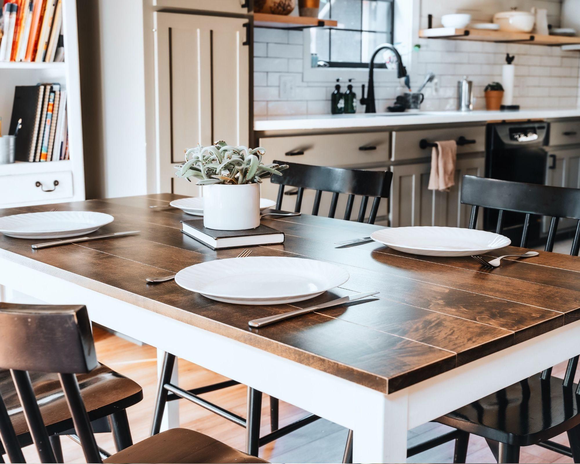 Wood Dining Table the Lyla Farmhouse Kitchen Table Dining Set With Stools or Benches Kitchen Table With Benches Etsy