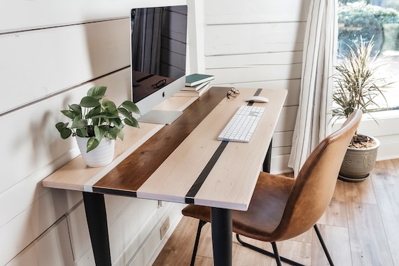 Solid Wood Desk the Lindsey Modern Farmhouse Home Office Desk Solid Maple  Sustainably Sourced North American Hardwood 