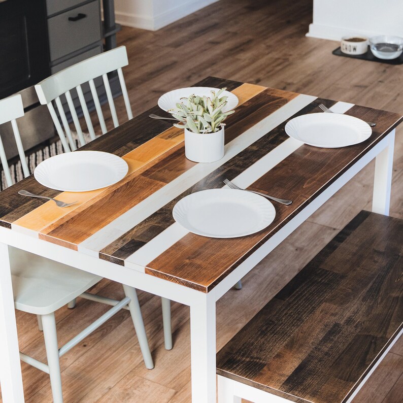 Handmade Maple Farmhouse Dining Table Set: "The Willow" Multi-Color Kitchen Table image 2