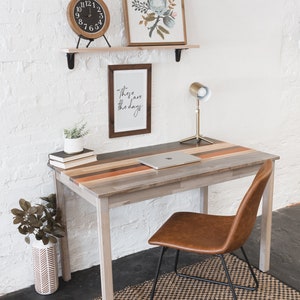 Solid Wood Desk The Quillton Modern Farmhouse Style Laptop Table Computer Desk Sustainably Sourced North American Hardwood image 4