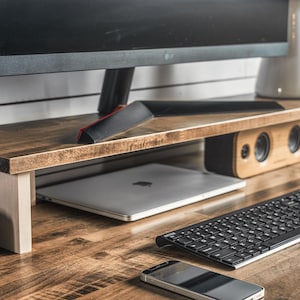 Solid Wood Monitor Stand: Custom Color Desk Riser image 4
