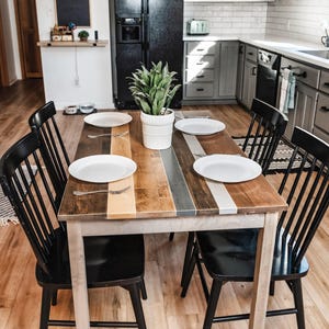 Solid Wood Dining Table: "The Westley" Farmhouse Kitchen Table Set image 3