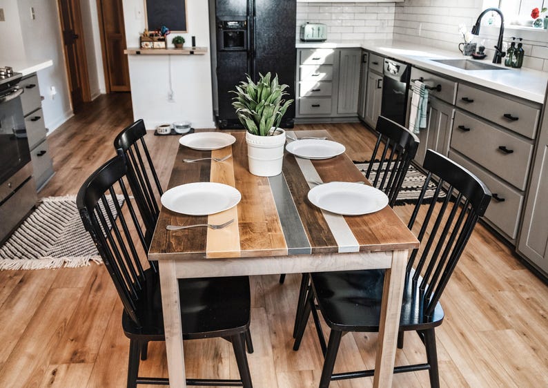 Solid Wood Dining Table: "The Westley" Farmhouse Kitchen Table Set image 3
