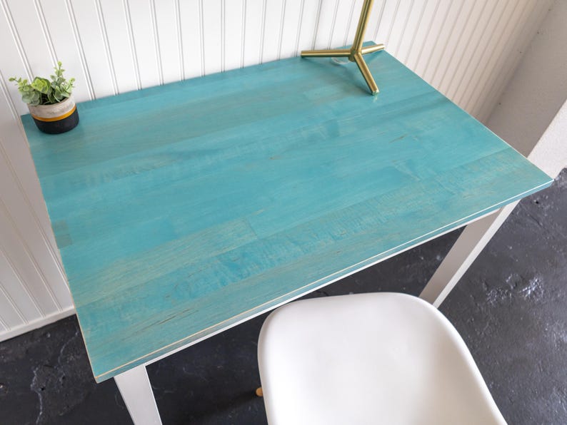Aqua Maple Desk: "The Wren" - Solid Wood Writing Desk, Minimalist Home Office image 5