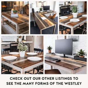 Solid Wood Dining Table: "The Westley" Farmhouse Kitchen Table Set image 5