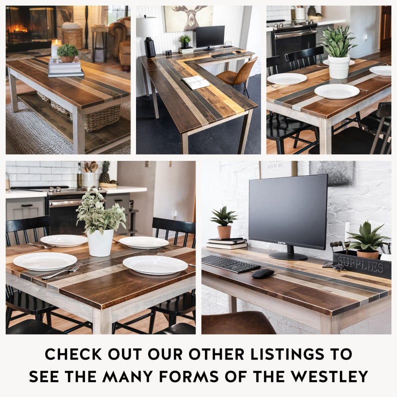 Solid Wood Dining Table: "The Westley" Farmhouse Kitchen Table Set image 5