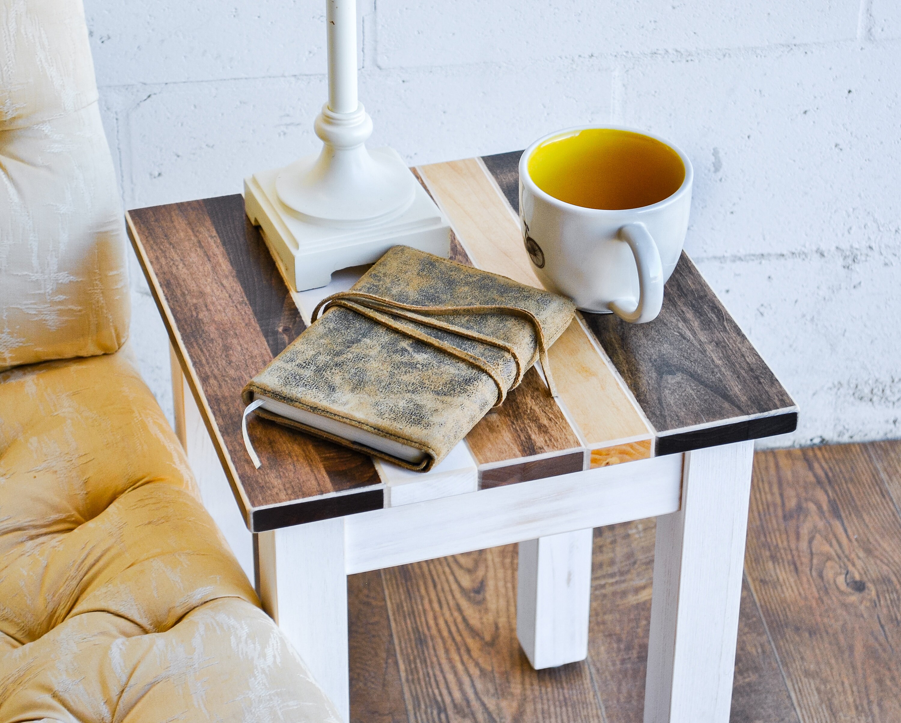 Farmhouse Side Table Stool Small End Table Short Side Table