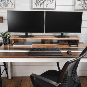 Solid Wood Monitor Stand: Custom Color Desk Riser image 3