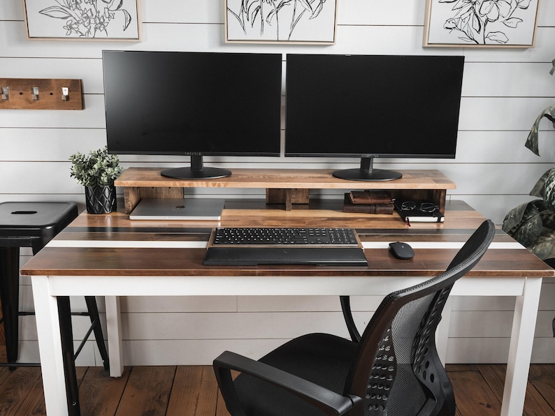 Solid Wood Monitor Stand: Custom Color Desk Riser image 3