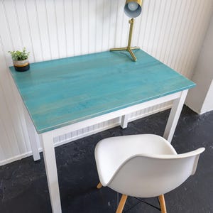 Aqua Maple Desk: "The Wren" - Solid Wood Writing Desk, Minimalist Home Office image 2