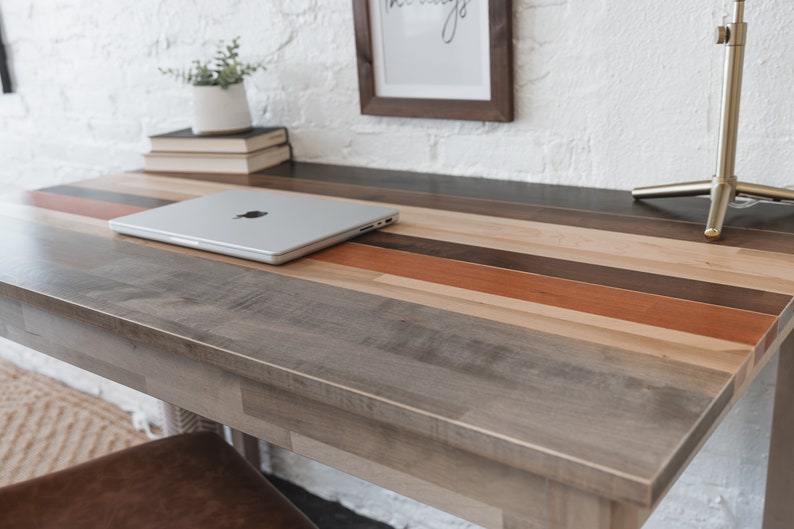 Solid Wood Desk The Quillton Modern Farmhouse Style Laptop Table Computer Desk Sustainably Sourced North American Hardwood image 5