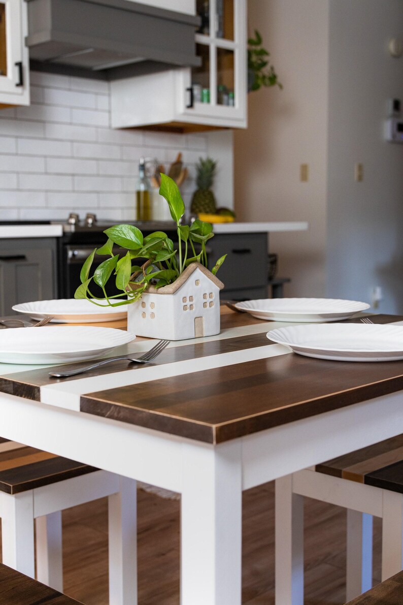 Handmade Maple Farmhouse Dining Table Set: "The Willow" Multi-Color Kitchen Table image 4