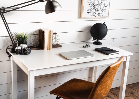 White Solid Wood Desk the Wren Writing Table Maple Hardwood Laptop