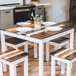 Kitchen Table Set | &quot;The Willow&quot; | Square Dining Table Set | Farmhouse Breakfast Table | Dining Set | Small Kitchen Table | Dinette