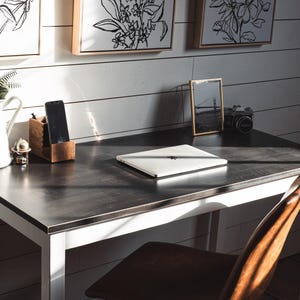 Black Stained Maple Desk: "The Wren" Minimalist Home Office Writing Table