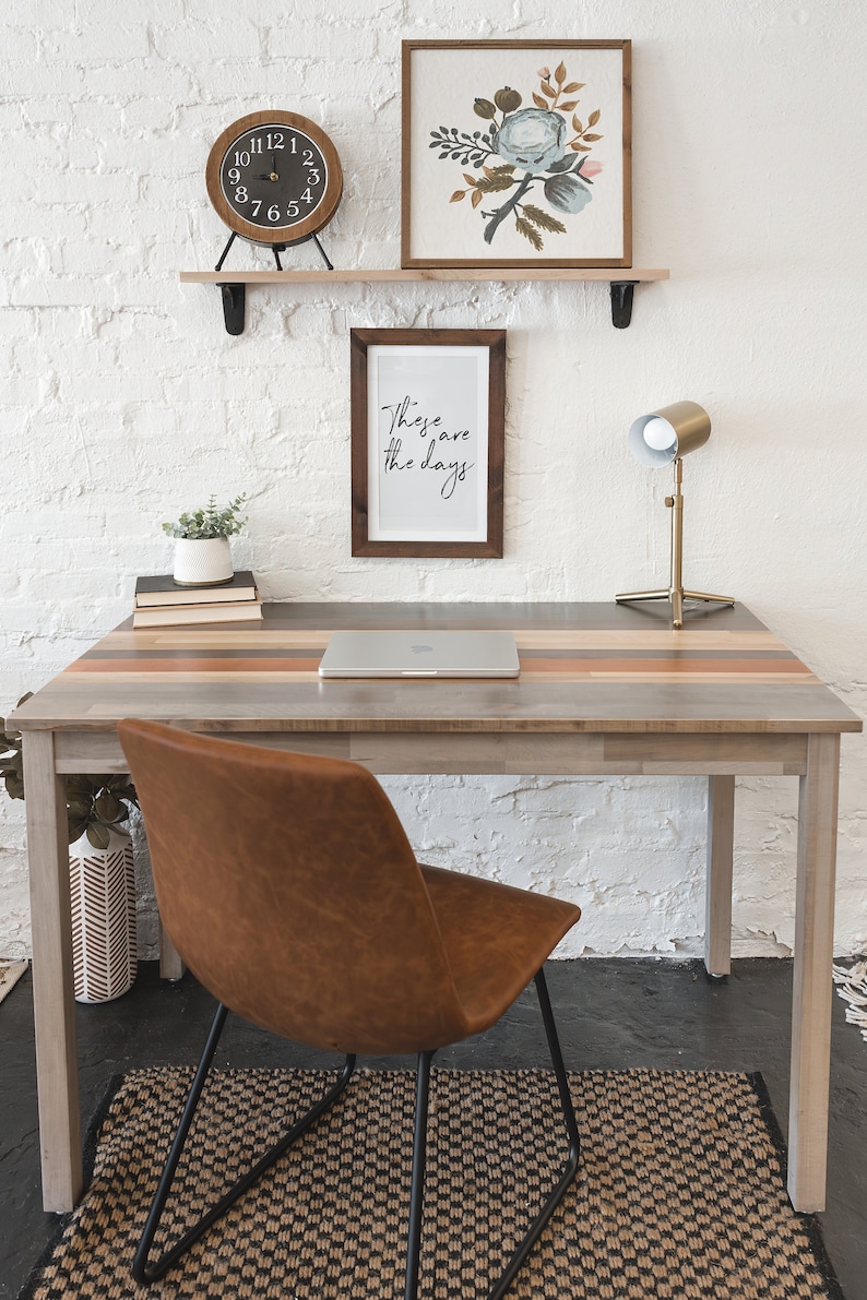 Solid Wood Desk The Quillton Modern Farmhouse Style Laptop Table Computer Desk Sustainably Sourced North American Hardwood image 3