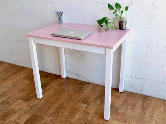 Pink Solid Wood Desk Laptop Desk Solid Wood Table Pink Etsy