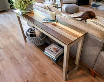 Solid Wood Console Table: "The West" Entryway Hallway Sofa Table with Shelf