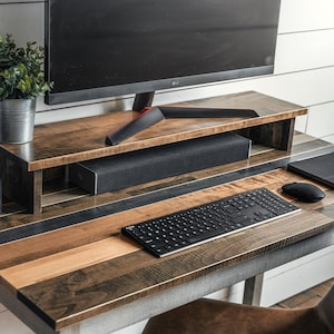 Solid Wood Monitor Stand: Custom Color Desk Riser