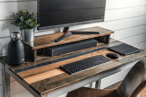 Solid Wood Monitor Stand: Custom Color Desk Riser