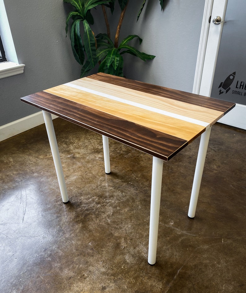 Colorful Wood Desk with Round Metal Legs | Etsy