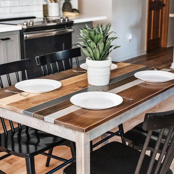Solid Wood Dining Table: "The Westley" Farmhouse Kitchen Table Set