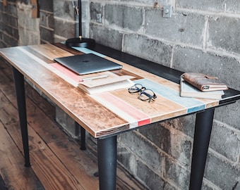 Industrial Wood Desk | "The Jessiah" | Colorful Modern Design | Solid Maple | Sustainably Sourced North American Hardwood